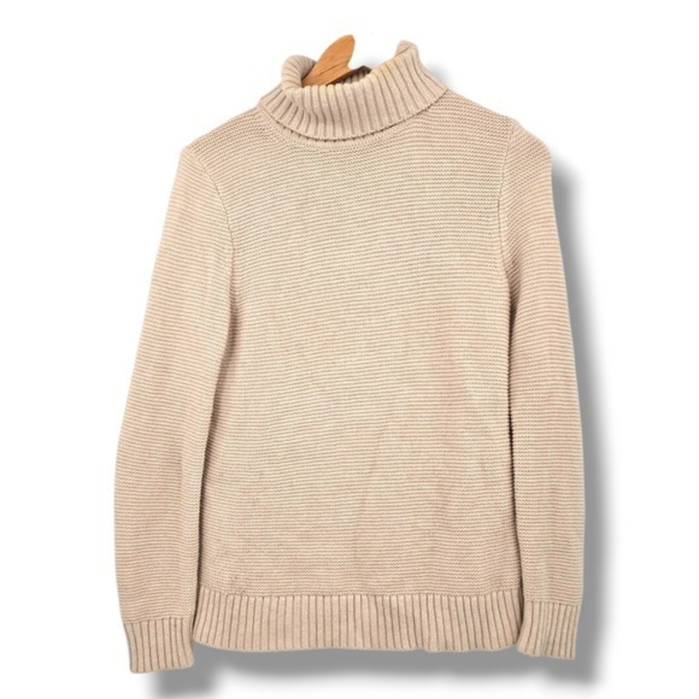 J.Crew XS Beige Cotton Blend Knit Turtleneck Sweater Women's Pullover